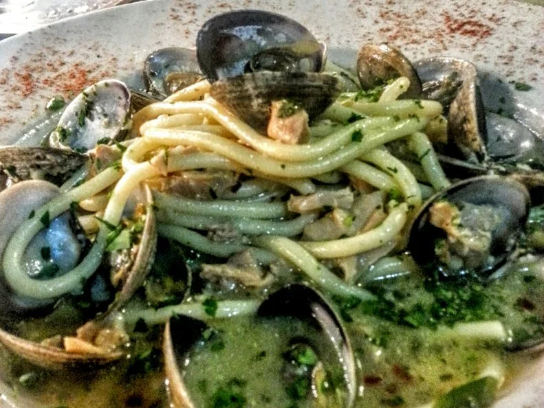 When razor clam season hits the Long Beach Peninsula, The Depot restaurant is where you want to be. Clams Bucatini, which has been on the menu for more than a decade, is flavored with a generous amount of the pungent shellfish, which is tossed in a sauce of garlic, white wine, lemon juice, chile flakes and a helping of the razor clamâ  s more subtle, buttery counterpart, the Willapa Bay clam. The hollow build of the bucatini allows the juices to flow in and out. And by the time you run out of pasta, youâ  ll be left with spoonfuls of razor clams left to eat.