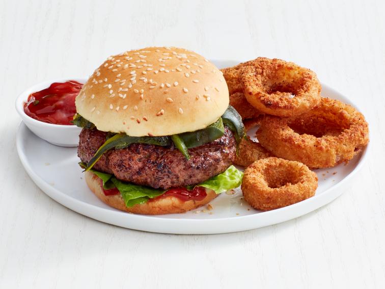 Spiced Burgers with Chili Onion Rings Recipe Food Network Kitchen