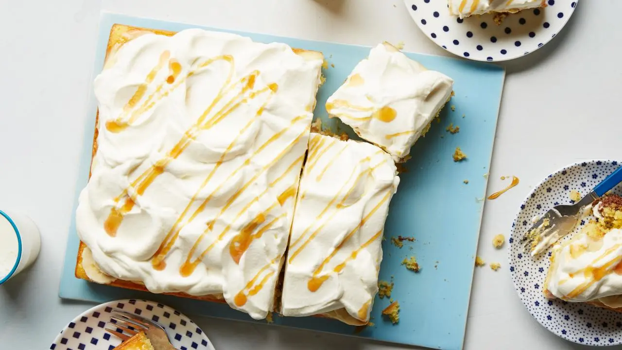 Rolo-Stuffed Banana Poke Cake