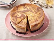 Food Network Kitchen’s Chocolate-Butterscotch Swirl Cheesecake for Food Network One-Offs, as seen on Food Network.