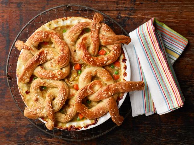 Food Network Kitchen’s Pretzel Pot Pie for Food Network Snapchat recipes, as seen on Food Network.