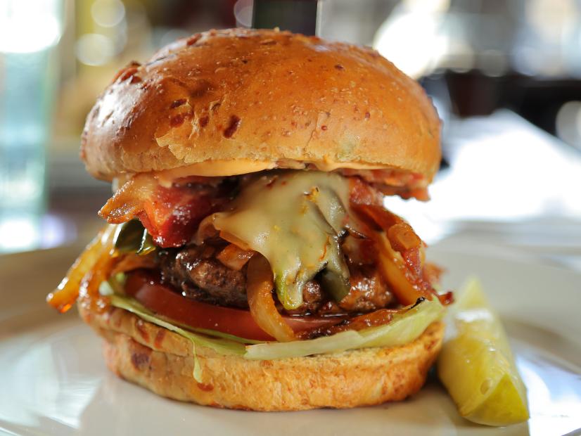 Devil's Revenge Burger as served at Grill-A-Burger in Palm Desert, California as seen on Food Network's Diners, Drive-Ins and Dives episode 2613.