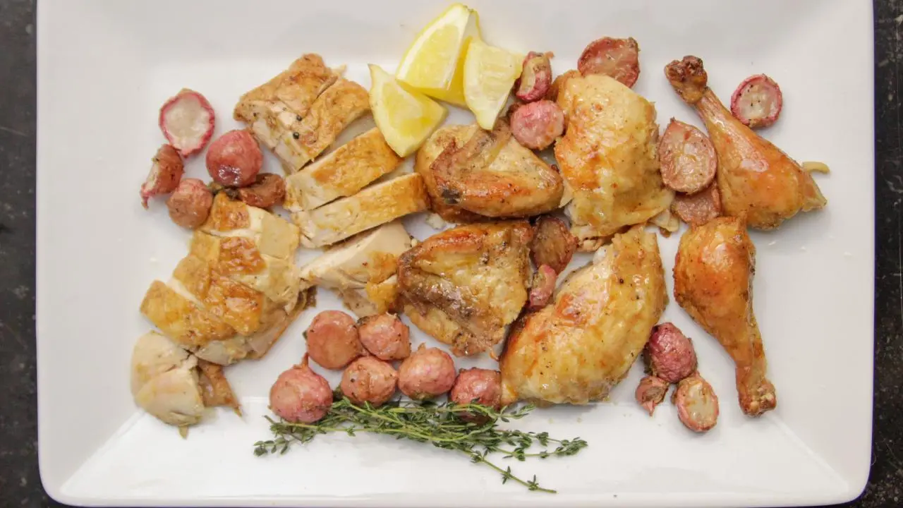 Roast Chicken with Radishes