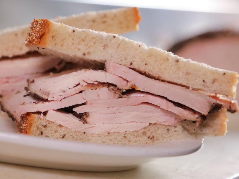 Turkey Pastrami on Rye as served at Sherman's Deli and Bakery in Palm Springs, California as seen on Food Network's Diners, Drive-Ins and Dives episode 2611.