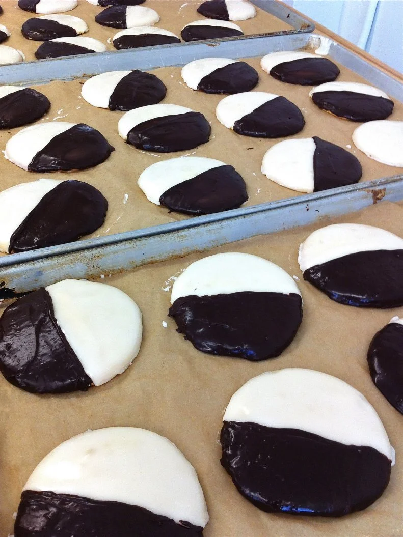The black and white cookie is the unofficial cookie of NYC. It's so deeply ingrained in the Big Apple's identity, it was featured on Seinfeld twice. The ebony and ivory rounds can be found in nearly every bakery, bagel shop and bodega throughout the five boroughs. They come from glass pastry cases and in shrink-wrapped parcels over lacquer-like icing, half chocolate and half vanilla. The title is a bit of a misnomer, as it's not really a cookie at all, but a drop cake. The base is softer and spongier than traditional cookies. Amy's Bread in New York City's Chelsea Market offers a fine interpretation with a fresh, fluffy, cake-like base slathered with airy chocolate and vanilla frosting.