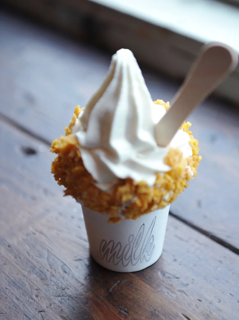 Lots of pastry chefs credit Christina Tosi for the revival of soft-serve love. Her lickable opus, Cereal Milk, was inspired by cereal bowl leftovers and has spawned countless imitations. The sweets guru has reimagined the milk with many other cereals, and innovated plenty of other desserts as ice cream (sweet potato pie and the house Crack Pie, for example). Pro-tip: Skip the sprinkles for a generous coating of Tosi’s signature cornflake crunch — it’s every bit as addictive as it sounds.