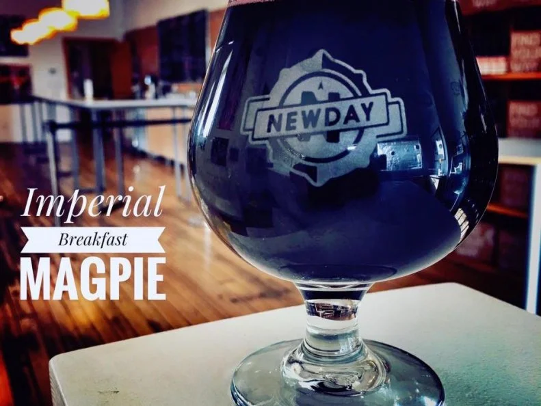 Indianapolis-based mead and craft cider maker New Day Craft is becoming known for its own once-a-year event: the release of Imperial Breakfast Magpie. New Day takes its regular Breakfast Magpie, an espresso-infused black raspberry mead, and ages it in bourbon barrels to create the imperial version. Only available for purchase on Black Friday, the release prompts fans to line up outside the Fountain Square tasting room while most people are still enjoying Thanksgiving turkey to get their hands on bottles of the popular mead.