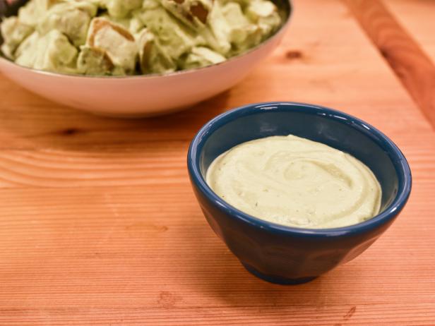 A cashew-avocado dressing for potato salad, as seen on Food Network's The Kitchen.