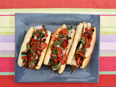 Grilled Italian sausage and peppers, as seen on Food Network's The Kitchen.