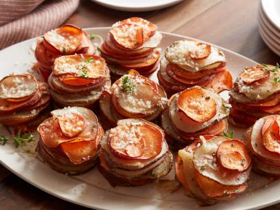 Food Network Kitchen’s Herb Roasted Multi-Colored Potato Stacks.