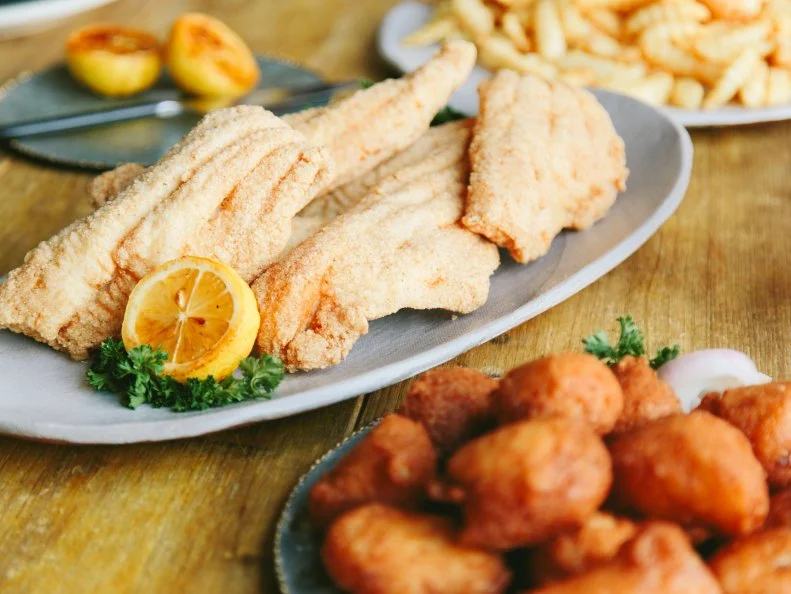 Although this bottom-feeding fish can have a bit of a strong flavor if not properly prepared, in the hands of a master, catfish can be a real treat. Pond-raised catfish have a delicious clean flavor and delicate meat. Marinated in buttermilk, dredged in a spicy cornmeal mix and expertly fried to a golden brown, the version at Hagy’s Catfish Hotel in Shiloh is the finest seafood Tennessee has to offer, and the cooks have been serving it for generations.