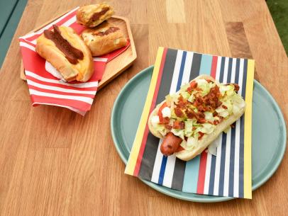 Grilled cheese and BLT hot dogs, as seen on Food Network's The Kitchen.