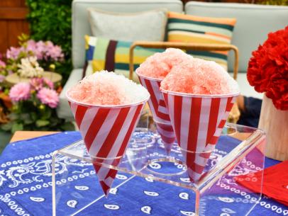 Red, white and blue snow cones, as seen on Food Network's The Kitchen.