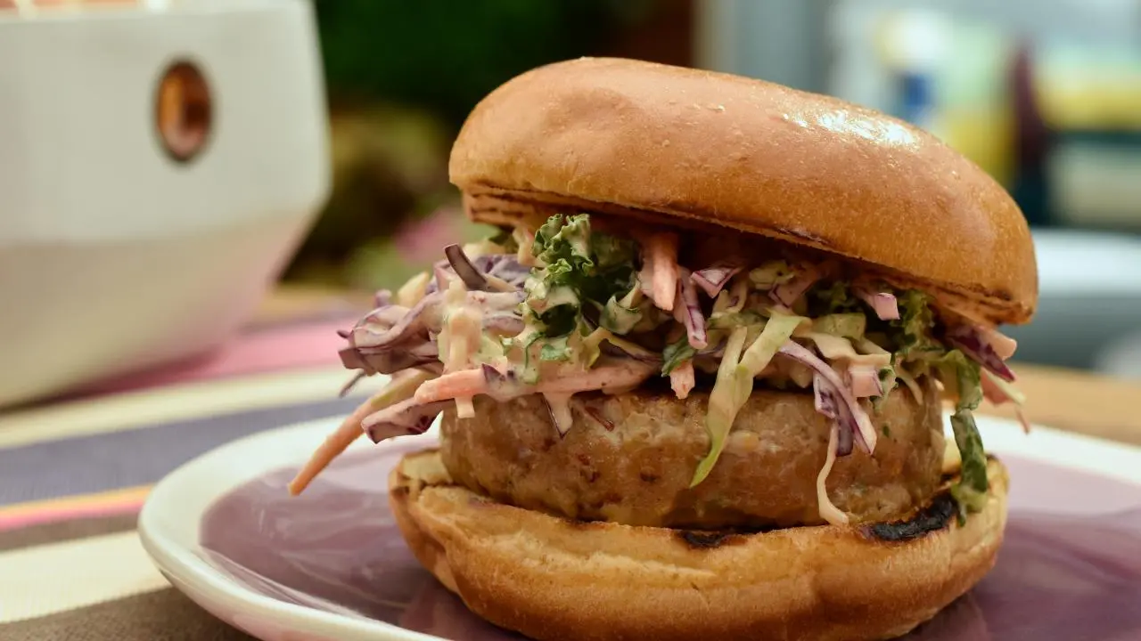 Tuna Burger with Chipotle Slaw