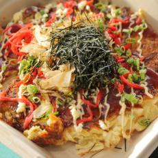 Okonomiyaki as served at the Maui Fresh Streatery Food Truck in Kahului, Hawaii as seen on Food Network's Diners, Drive-Ins and Dives episode 2702.