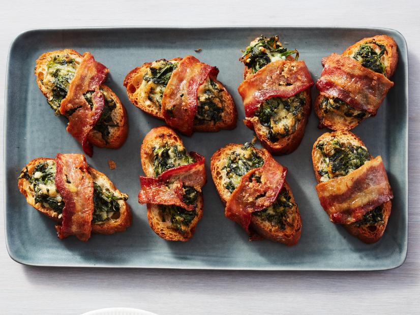 Food Network Kitchen’s Bacon-Wrapped Spinach Dip Crostini