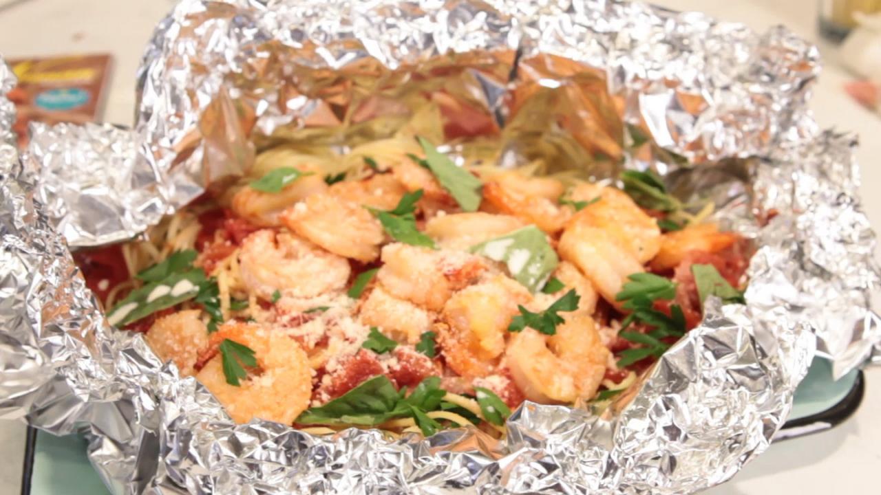 Foil-Packet Shrimp Pasta