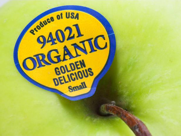 Organic apple, close up.
