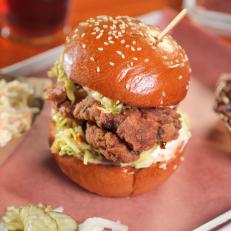 Fried Chicken Sandwich as served at Horse Thief BBQ in Los Angeles, California as seen on Food Network's Diners, Drive-Ins and Dives episode 2703.