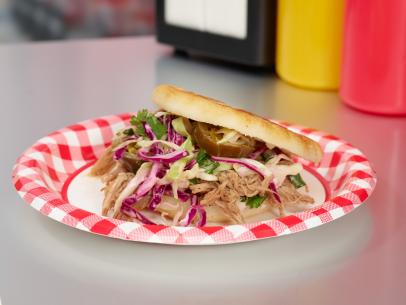 Pulled Pork Arepa shot for The Great Food Truck Race, Season 8.