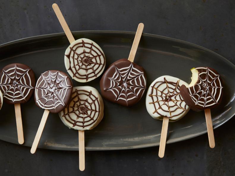 Food Network Kitchen's Apple Spider Web Pops.