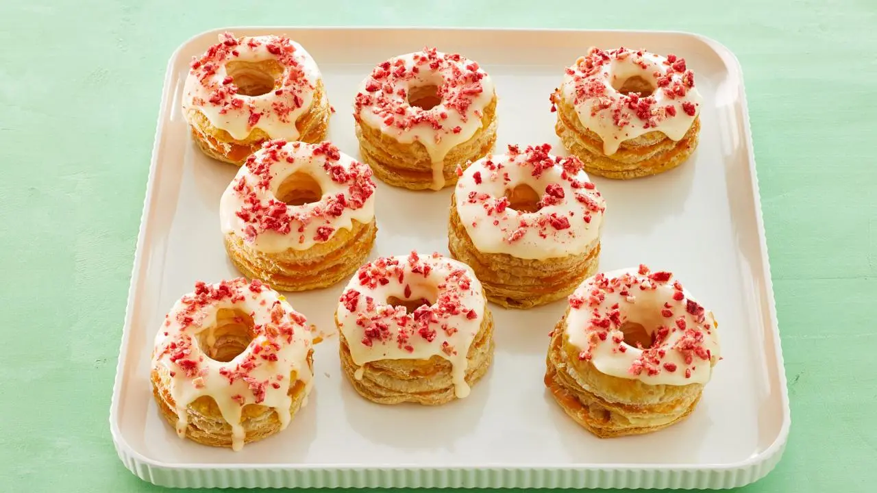 Peach Puff Pastry Doughnuts