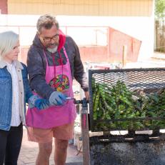 Host Hannah Hart with Matt Romero, owner of Romero Farms, as seen on Food Network's I Hart Food, Season 1.