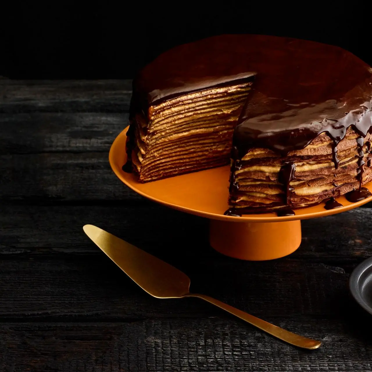 Chocolate-Pumpkin Crepe Cake-image