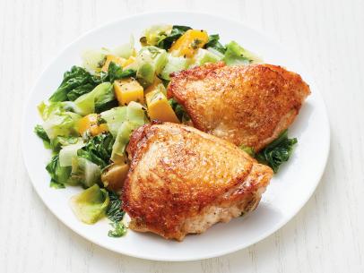 Crispy Chicken Thighs With Butternut Squash And Escarole Recipe Food Network Kitchen Food Network