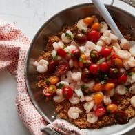 Cherry Tomatoes, Scallions, Lemon Tomato Paste, Cajun Seasoning, Celery, Garlic, White Quinoa, Shrimp