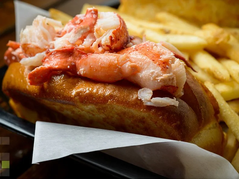 Boston native Russell Deutsch may reside in a coastal state awash in seafood spots, but his restaurants have hooked plenty of fans by offering fresh lobster (along with clams, steamers, oysters and mussels) plucked from the Eastern seaboard. “The lobsters are flown in from Maine, via Boston, twice a week,” Deutsch says. He mixes the fresh meat with mayo, green onions and lemon juice, then adds salt and pepper before cramming the lot into a top-loading hot dog bun. The sandwich comes with pickles, French fries and a distinctive coleslaw that delivers another punch of Maine flavor (thanks to dried Maine blueberries).