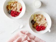 Much like a composed salad, this visually arresting Nordic-inspired bowl of porridge is a delightful way to start the day. But the arrangement of the toppings is more than just pretty; it allows you to customize every bite for a super-tasty breakfast experience.