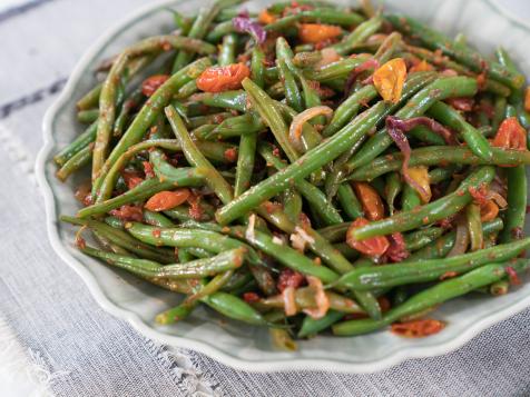 Warm Wax Bean Salad with Roasted Tomatoes and Sun-Dried Tomato Dressing