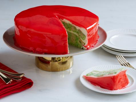 Holiday Mirror Glaze Poke Cake
