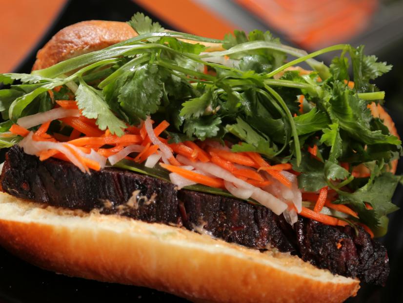 The Bahn Mi Sandwich as Served at Capital City BBQ in Lansing, Michigan as seen on Food Network's Diners, Drive-Ins and Dives episode 2705.