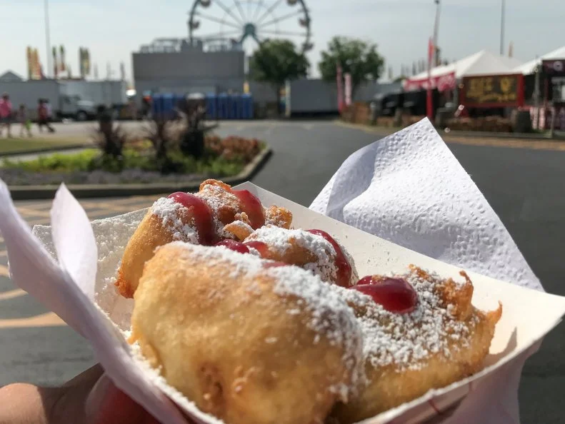 Kern's Kitchen's Derby-Pie is as much of a Kentucky tradition as the Derby itself. The classic chocolate-walnut dessert, developed at Melrose Inn in 1950, is trademarked and baked with a secret recipe. At the State Fair, that treasured treat is battered and fried, coated with powdered sugar frosting and a raspberry drizzle. When you bite in, sugar will most likely coat your face, but the raspberry oozes together with the batter and nutty, chocolatey filling.