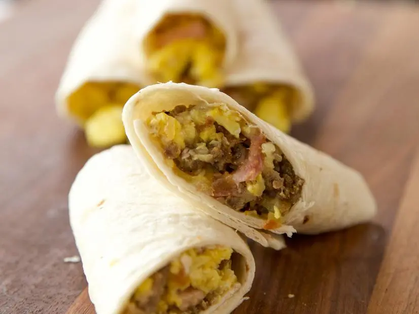 Close-up of Breakfast Burritos, as seen on The Pioneer Woman, Season 18.