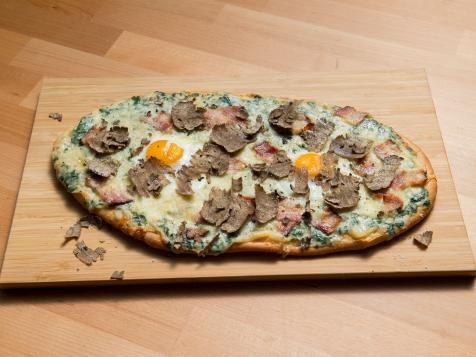Spinach and Bacon White Pizza with Shaved Truffle