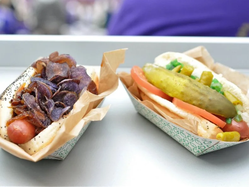 Whether or not the Vikings are playing, the Skol Dog from stadium vendor Prairie Dog (section 122), lets you know you’re in the North Star State. The snappy beef dog is topped with sweet-smoky bacon jam, bright yellow mustard and a generous amount of crispy purple potato chips. No other stadium dog will see you through a cold February night like this one. If bacon jam is not your jam, try the stand’s namesake Prairie Dog, which is a take on the Chicago dog, topped with diced onion, dill pickles, sliced tomato and peppers, plus yellow mustard, celery salt and the all-important green relish. For those at home, here are our favorite hot dog combos.