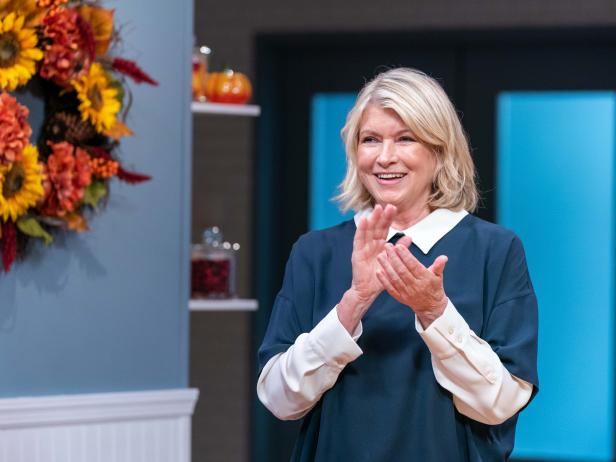 Host Martha Stewart during the round two challenge, Create a cake inspired by the Macy's Parade, as seen on Macy's Thanksgiving Cake Spectacular.