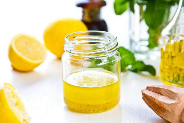Homemade Lemon vinaigrette dressing by fresh ingredients