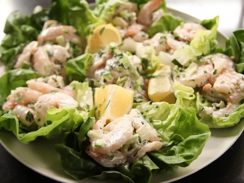 Close-up of Tarragon Shrimp Salad, as seen on Barefoot Contessa: Back to the Basics, Season 15.