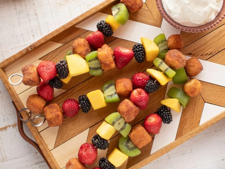 Close-up of Savory Breakfast Kabobs, as seen on the Pioneer woman, Season 20.