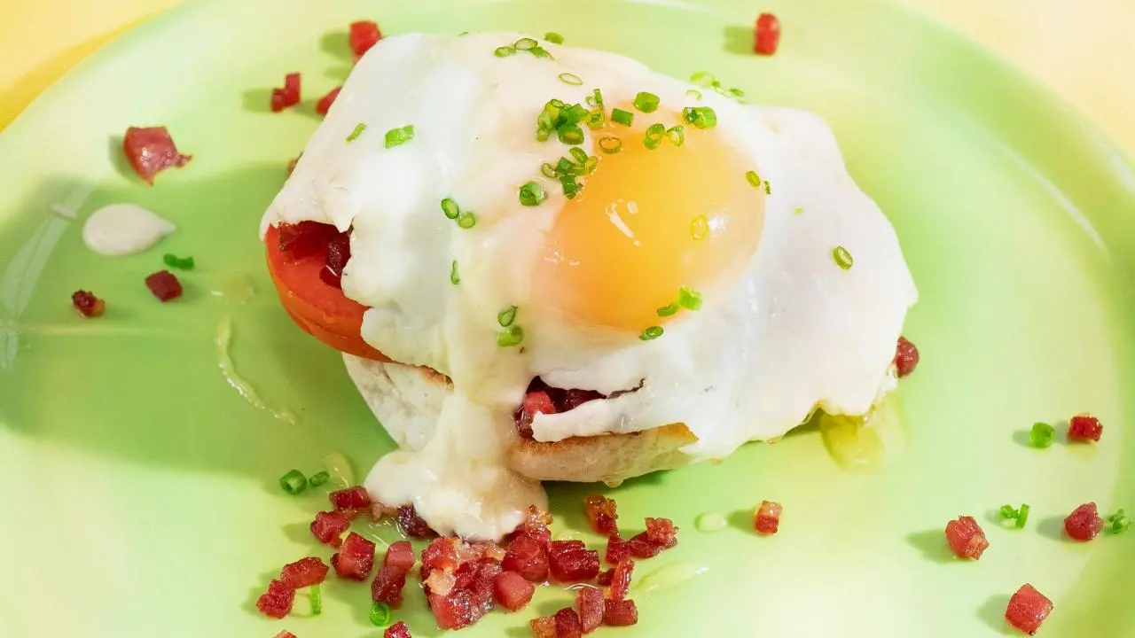 Corned Beef Hash Benedict with Cheesy Mornay Sauce Recipe Jeff Mauro