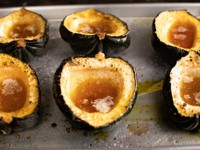 MapleRoasted Acorn Squash Recipe Ina Garten Food Network