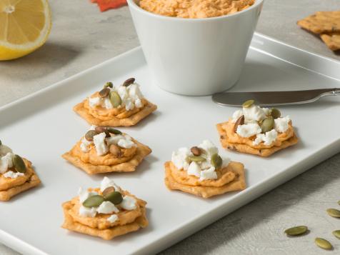 Sweet Potato Hummus and Goat Cheese Snacks