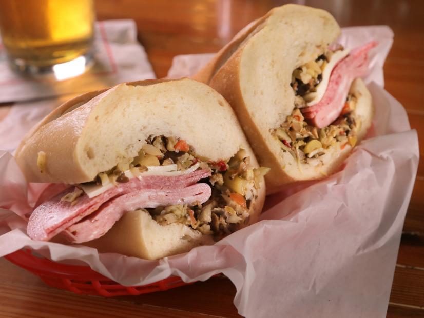 The Muffiletta Sandwich as Served at Granzella's Restaurant and Delicatessen in Williams, California as seen on Food Network's DDD Nation episode DVSP78H.