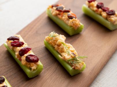Close-up of Celery Logs with Pimento Cheese