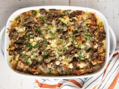 Close-up of Thanksgiving Breakfast Casserole