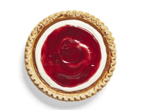 Pumpkin-Cheesecake Pie with Cranberry Glaze